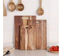 Shein 1 pieza Tabla de cortar de madera de palo de rosa premium gruesa - Tabla de cortar de madera, portátil y fácil de limpiar, con mango, adecuada para ca