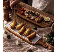 Shein 1 Pieza Tabla de Cortar de Madera de Palo de Rosa - Tabla de Cortar de Cocina de Madera, Mango Largo Elegante, Madera Maciza, Para Cortar Carne, Queso