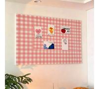 Shein 1 pieza Tablero de anuncios de fieltro a cuadros rosa, tablero de fieltro minimalista multiusos, pared de fotos con chinchetas incluidas, vuelta a la