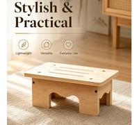 Shein 1 pieza Taburete de madera de baja altura, reposapiés antideslizante, adecuado para sala de estar, oficina, baño. Reposapiés de madera maciza que se p