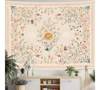 Shein 1 pieza Tapiz bohemio de flor de mandala - Colgante de pared estético para dormitorios, con un diseño floral a gran escala en tonos beige; un tapiz de