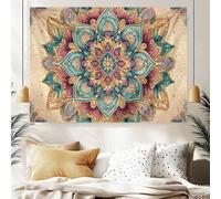 Shein 1 pieza, Tapiz con patrón de mandala exquisito, tela de fondo para decoración del hogar, tela de fondo para colgar en la pared, tapiz de estética vint