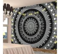 Shein 1 pieza Tapiz cuadrado de fibra de poliéster con mandala bohemio, decoración de pared de estilo moderno para sala de estar y dormitorio, tapiz, tapiz,