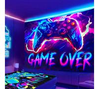 Shein 1 pieza tapiz de juego reactivo a la luz UV con efecto de luz de neón para la decoración de pared estética de la sala de juegos, poster de fondo de de