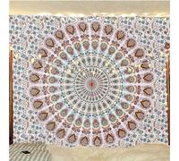 Shein 1 pieza Tapiz decorativo con estampado de mandala estilo bohemio, de fibra de poliéster en estilo moderno cuadrado para colgar en la pared de la sala