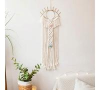 Shein 1 pieza Tapiz tejido con forma de ojo bohemio, colgante de pared con borlas decorado con piedras de cristal, decoración de pared de ojo malvado hecha