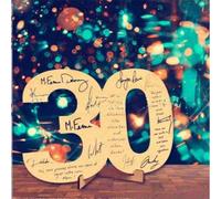 Shein 1 pieza Tarjeta conmemorativa de madera artística con número 30 para cumpleaños, tablero de mensaje escrito a mano DIY, regalo de aniversario de boda,
