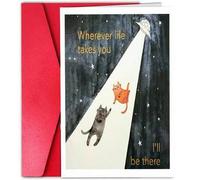Shein 1 Pieza Tarjeta de Aniversario Divertida de Gato OVNI - Tarjeta de Boda Adorable de Gato para Esposa, Esposo, Pareja, Novio - Tarjeta de Feliz Anivers