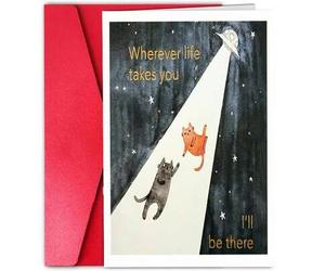 Shein 1 Pieza Tarjeta de Aniversario Divertida de Gato OVNI - Tarjeta de Boda Adorable de Gato para Esposa, Esposo, Pareja, Novio - Tarjeta de Feliz Anivers