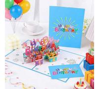 Shein 1 pieza Tarjeta de cumpleaños 3D pop-up, regalo de fiesta para niños, letras de cumpleaños 3D, caja de regalo 3D, mariposa 3D, tarjeta de felicitación
