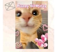 Shein 1 pieza Tarjeta de cumpleaños divertida con sobre (4.33*6.29) - Diseño con gatito lindo - Mejores deseos de cumpleaños - Tarjeta de felicitación única