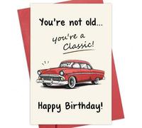 Shein 1 pieza Tarjeta de cumpleaños divertida para él, no eres viejo, eres una tarjeta clásica, tarjetas de cumpleaños vintage para hombres, tarjetas de coc