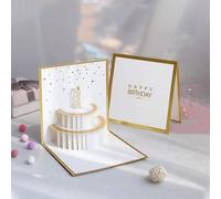 Shein 1 pieza Tarjeta de felicitación 3D metalizada de cumpleaños, Navidad