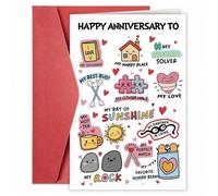 Shein 1 pieza Tarjeta de felicitación de aniversario divertida para esposo/novio, tarjeta de aniversario de boda creativa para hombres