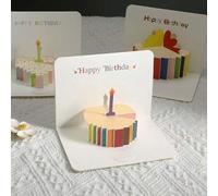 Shein 1 pieza Tarjeta de felicitación de cumpleaños 3D con globo, pastel y patrones de caramelos - Incluye tarjeta y sobre, perfecta para cualquier invitaci