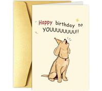 Shein 1 pieza Tarjeta de felicitación de cumpleaños con perro lindo, tarjeta de cumpleaños divertida de parte de un perro, tarjeta de cumpleaños para amante