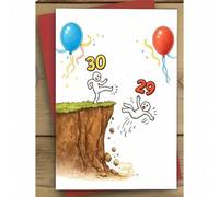 Shein 1 pieza Tarjeta de felicitación de cumpleaños número 30 divertida con sobre - Diseño humorístico "Tengo 30, no 29", regalo de cumpleaños número 30 par