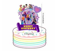 Shein 1 pieza Tarjeta decorativa de 2026 Nuevo grupo femenino de K-POP D Emon Hunter, adecuada para decoración de fiesta de cumpleaños, decoración de fiesta