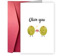 Shein 1 pieza Tarjetas de felicitación divertidas y creativas Tarjeta de cumpleaños Tarjetas lindas del Día de San Valentín. Tarjeta Olive You. Tarjeta dive