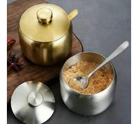 Shein 1 pieza, Tarro de acero inoxidable para condimentos con cuchara - Tarro creativo para glutamato monosódico para sal y pimienta - Artículos de cocina p