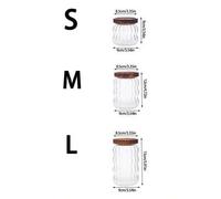 Shein 1 pieza Tarro de vidrio con tapa de madera y tapón de corcho sellado redondo para especias, azúcar, café, té. Contenedor de alimentos transparente de