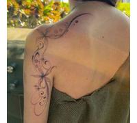 Shein 1 pieza Tatuaje temporal impermeable, resistente al sudor y lavable, de diseño personalizado de alta gama, estilo Ins, pegatina de tatuaje de pareja c