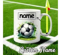 Shein 1 pieza Taza de balón de fútbol personalizada con nombre, regalo personalizado para fanático del fútbol, taza de cerámica con diseño de césped de fútb