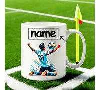 Shein 1 pieza Taza de balón de fútbol personalizada con nombre, regalo personalizado para fanáticos del fútbol, taza de cerámica con diseño de césped de fút
