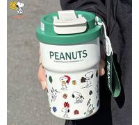 Shein 1 pieza Taza de café de acero inoxidable con aislamiento al vacío de 380ml con diseño de Snoopy, taza de coche linda, vaso portátil para exteriores co