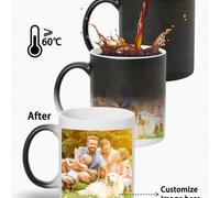 Shein 1 pieza Taza de café personalizada con cambio de color, color y foto personalizables, buen aislamiento, regalo para familia y amigos, adecuada para oc