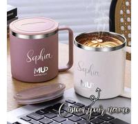 Shein 1 pieza Taza de café personalizada de acero inoxidable - Vaso aislado personalizado para bebidas. Esta taza aislada de doble pared viene con una tapa