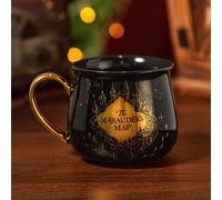 Shein 1 pieza Taza de cerámica de 14oz/400ml con patrón dorado del Mapa del Merodeador, resistente al calor y al frío, apta para leche, jugo, café