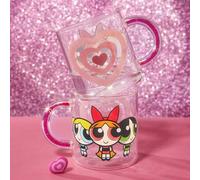 Shein 1 pieza Taza decorativa de vidrio borosilicato de 17.6oz/520ml con diseño de patrón de dibujos animados lindos y asa brillante, resistente al frío y a
