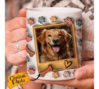 Shein 1 pieza Taza personalizada con foto de mascota, Taza de café personalizada con foto de perro y gato, Taza de cerámica personalizada de 11 oz con efect