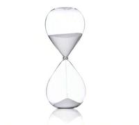Shein 1 pieza Temporizador de 5 minutos, de vidrio transparente y arena blanca, para decoración de sobremesa en sala de estar/dormitorio/sala de estudio/ofi