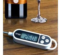Shein 1 pieza Termómetro digital de acero inoxidable para alimentos con pantalla LCD blanca moderna, mide rápidamente la temperatura. Sensor de temperatura