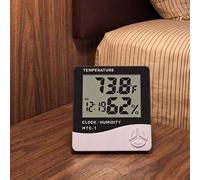 Shein 1 pieza Termómetro digital multifunción con sonda, mide la temperatura y humedad interior/exterior, cuenta con funciones de reloj y alarma, pantalla g