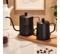 Shein 1 pieza Tetera de acero inoxidable 304 para café de goteo, gruesa con tapa, pico largo de cuello de cisne, cafetera, equipo de cocina, olla para aceit