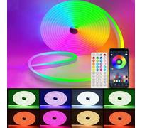 Shein 1 pieza Tira de luz LED de neón RGB flexible, control de aplicación inteligente, incluye control remoto de 44 teclas, diseño DIY, iluminación decorati