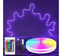 Shein 1 pieza Tira de luz LED RGB de neón flexible de silicona, luz de neón multicolor con cambio de color, alimentada por USB con control remoto, adecuada