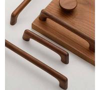 Shein 1 pieza Tirador de gabinete/cajón de madera maciza, perilla de puerta de armario de madera arqueada, minimalista moderno
