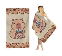Shein 1 pieza Toalla de playa adorable con diseño de nutria marina con leche de té - de secado rápido, muy absorbente, suave y cómoda, de gran tamaño, adecu