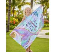 Shein 1 pieza Toalla de playa con cola de sirena para niños, manta de playa extra grande de microfibra súper suave, toalla de baño súper absorbente, adecuad