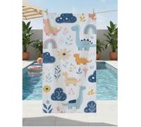 Shein 1 pieza Toalla de playa con ilustración de dinosaurio para niños, manta de playa extra grande de microfibra súper suave, toalla de baño súper absorben
