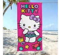 Shein 1 pieza Toalla de playa con tema de Hello Kitty rosa - Un artículo esencial con tema de dibujos animados diseñado para la playa, natación, camping al