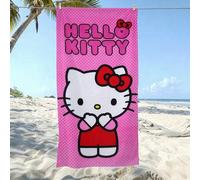 Shein 1 pieza Toalla de playa con tema de Hello Kitty rosa - Un artículo esencial con tema de dibujos animados diseñado para la playa, la natación, el campi