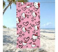 Shein 1 PIEZA Toalla de playa con tema de Hello Kitty rosa - Un artículo imprescindible con tema de dibujos animados diseñado para la playa, la natación, el