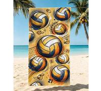 Shein 1 pieza Toalla de playa con tema de voleibol para niños, manta de playa extra grande de microfibra súper suave, toalla de baño súper absorbente, adecu