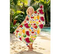 Shein 1 pieza Toalla de playa para niños con estampado de frutas, manta de playa extra grande de microfibra súper suave, toalla de baño súper absorbente, ad