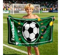 Shein 1 pieza Toalla de playa para niños con tema de fútbol en verde, manta de playa extra grande de microfibra súper suave, toalla de baño súper absorbente
